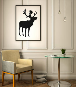 Reindeer Black Silhouette - Wall Art