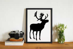 Reindeer Black Silhouette - Wall Art