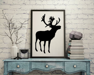 Reindeer Black Silhouette - Wall Art