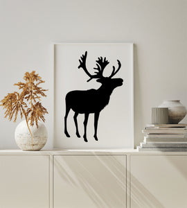 Reindeer Black Silhouette - Wall Art